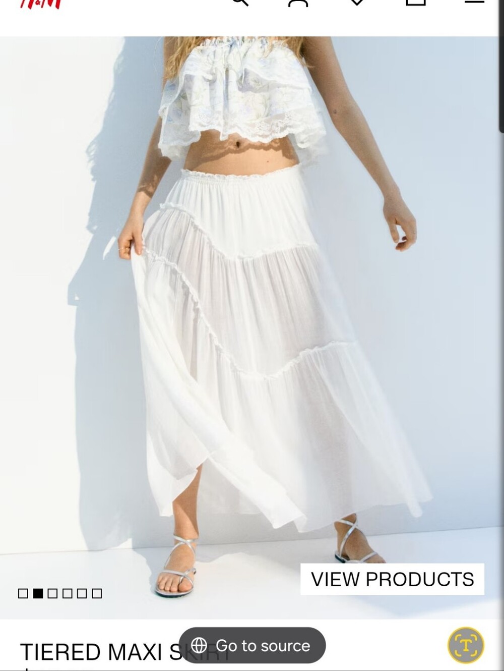 ISO (Not For Sale)White Tiered Maxi Skirt - H&M Asemetrical (S/M)